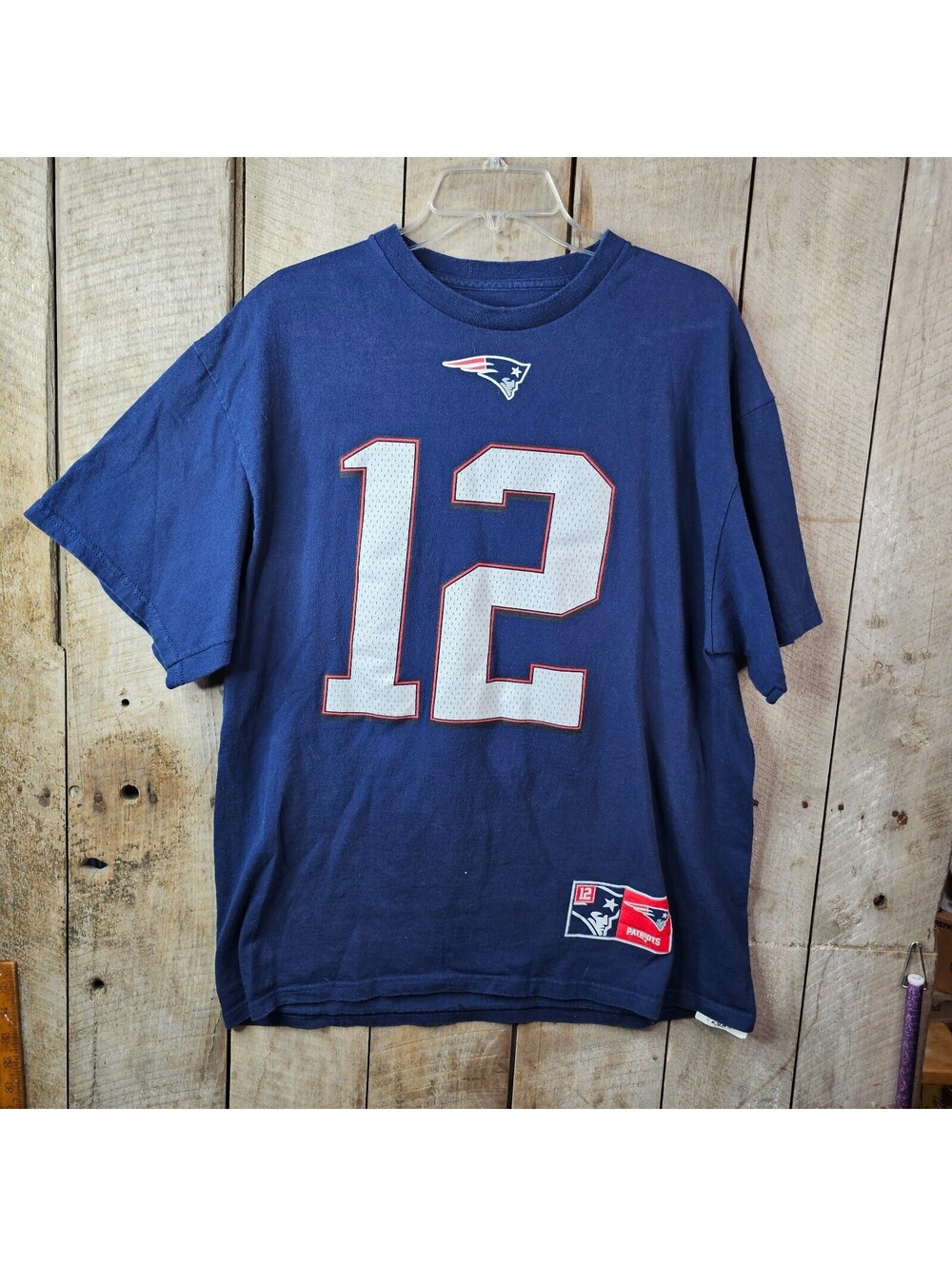 Tom Brady #12 New England Patriots Majestic T Shirt XL Blue NFL Football